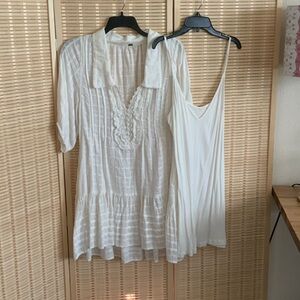 Free People White Lace Detail Dress and Slip One Size Fits All